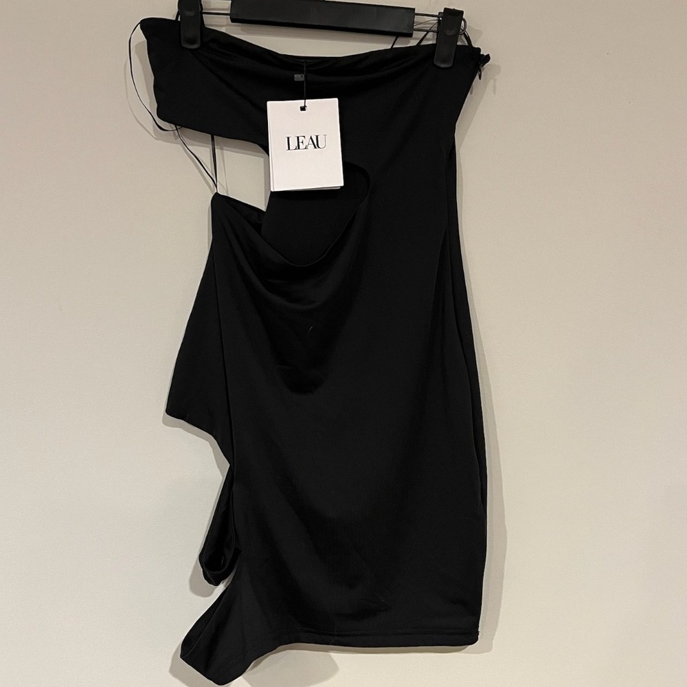 LEAU Vanity Black Strapless Cut-Out Mini Dress Party Cocktail Womens M